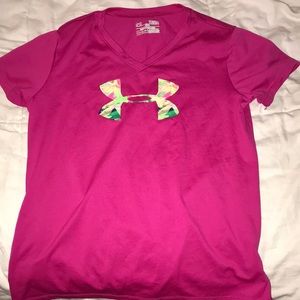 Pink under armour workout shirt